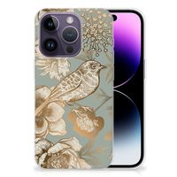 TPU Case voor Apple iPhone 14 Pro Vintage Bird Flowers - thumbnail