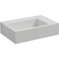 Fontein Clou Flush 2 Plus Rechthoek 42.5x29x10.5cm Mineraalmarmer Wit 1 Voorbewerkte Kraangat