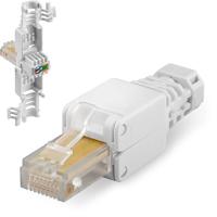 goobay 68859 RJ45 stekker CAT 5e UTP onafgeschermd/gereedschapsvrij/LAN-stekker voor ronde kabels/ethernetstekker met kabelcontacten in kleur/zelfmontage zonder krimptang/wit