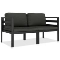 2-delige Loungeset met kussens aluminium antraciet - thumbnail