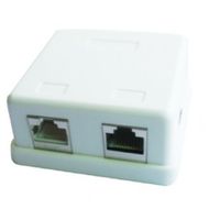 Two jack surface mount box with 2 CAT5e half-shielded keystone jacks - thumbnail