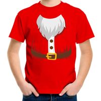 Kerstman kostuum verkleed t-shirt rood voor kinderen XL (164-176)  -