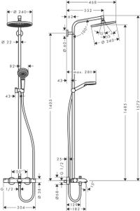 Hansgrohe Crometta S 240 1jet Showerpipe Met Badthermostaat Chroom