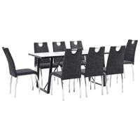 vidaXL 9-delige Eethoek kunstleer zwart