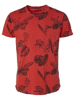 T-shirt s/sl, r-neck, slub, ao prin cayenne