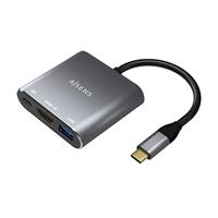 AISENS - A109-0669 Converter USB-C naar HDMI/USB-C PD/Type A USB 3.0, 3-in-1, grijs, 15 cm
