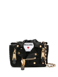 Moschino Biker satin crossbody bag - Noir