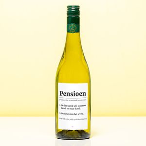 Wijnfles Pensioen Woordenboek - Wit (Sauvignon Blanc)