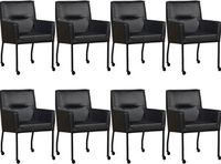 Set van 8 Zwarte leren moderne eetkamerstoelen Lucky - Granada leer Black (zwart leer) - thumbnail