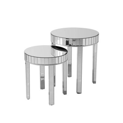 Beliani RIMARDE - Bijzettafel-Zilver-Glas Beliani RIMARDE - Bijzettafel-Zilver-Glas