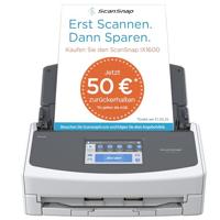 ScanSnap iX1600-216 x 360 mm - 600 x 600 DPI - 40 ppm - ADF + handmatige voerscanner - zwart - wit - TFT