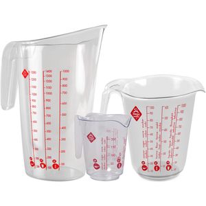 Set van 3x stuks keuken maatbekers - 0.2 / 1 en 1,4 liter inhoud