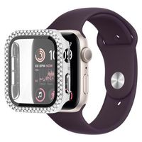 Strass Decoratief Apple Watch SE (2022)/SE/6/5/4 Cover met Screenprotector - 40mm - Zilver