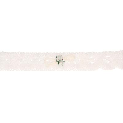 Bruids kousenband met witte roosjes   -