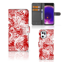 Telefoonhoesje met Naam OPPO Find X5 Pro Angel Skull Rood