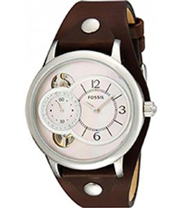 Horlogeband Fossil ME1091 Onderliggend Leder Bruin 18mm