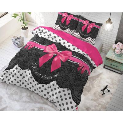 Dekbedovertrek - Romance - Tekst - Liefde - Met knoopsluiting, incl. kussenslopen - Roze