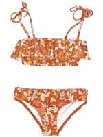 ZIMMERMANN Kids bikini volanté à fleurs - Orange