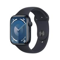 Apple Watch Series 9 (GPS 45 mm) Smartwatch - Kast van middernacht aluminium - Middernacht sportbandje M/L. Conditie bijhouden, Saturatie-app en Ecg-app, Always-on Retina-display, waterbestendig