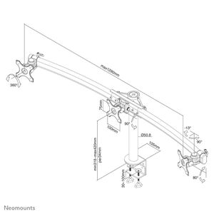 Neomounts FPMA-D700D3 Monitor-tafelbeugel 3-voudig 25,4 cm (10) - 68,6 cm (27) Zwart In hoogte verstelbaar, Zwenkbaar, Roteerbaar