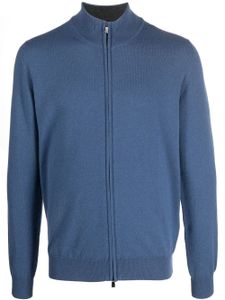 Corneliani pull zippé en maille nervurée - Bleu