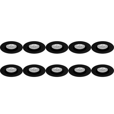 Spot Armatuur 10 Pack - Pragmi Rodos Pro - GU10 Inbouwspot - Rond - Zwart - Aluminium - Ø93mm