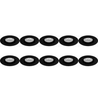 Spot Armatuur 10 Pack - Pragmi Rodos Pro - GU10 Inbouwspot - Rond - Zwart - Aluminium - Ø93mm