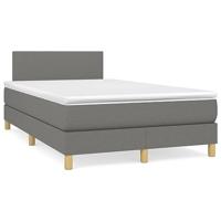 vidaXL Boxspring met matras en LED stof donkergrijs 120x190 cm, bed, boxspringbed, tweepersoonsbed, slaapmeubel, boxspring bed, bed met matras