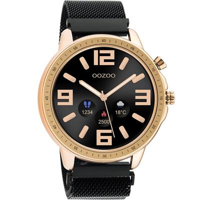 OOZOO Smartwatch Mesh Zwart/Rosé Goud | Q00308