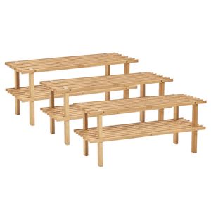 Set van 3x stuks bamboe houten schoenenrek/schoenenstandaard 2-laags 70 x 26 x 30 cm