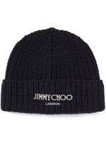 Jimmy Choo bonnet nervuré à logo brodé - Noir