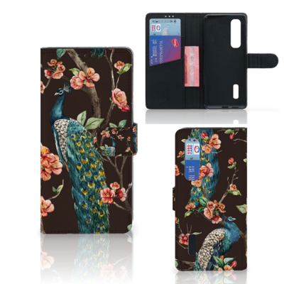OPPO Find X2 Pro Telefoonhoesje met Pasjes Pauw met Bloemen OPPO Find X2 Pro Telefoonhoesje met Pasjes Pauw met Bloemen