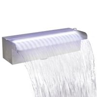 Zwembadwaterval met LED's rechthoekig 30 cm roestvrij staal