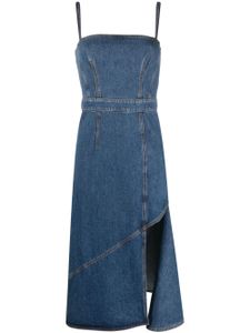 Alexander McQueen robe mi-longue à détail de fente - Bleu