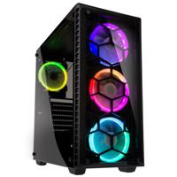 Kolink Observatory RGB Midi-tower PC-behuizing Zwart 4 voorgeïnstalleerde LED-ventilators, Zijvenster, Stoffilter, Harde schijf installatie zonder gereedschap