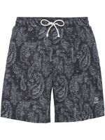 Brunello Cucinelli short de bain à imprimé cachemire - Noir - thumbnail