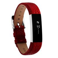 By Qubix - Lederen bandje Compatible met Fitbit Alta - Donkerrood - Compatible fitbit bandje