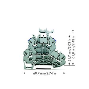 WAGO 2002-2233 Doorgangsklem 2-etages 5.20 mm Spanveer Toewijzing: L, N Grijs 50 stuk(s)