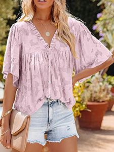 Plain Loose Casual V Neck Shirt