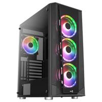 Aerocool PRISMBKV3, ATX PC Behuizing, 4 ARGB Ventilatoren, Voorkant + Zijkant Gehard Glas, Zwart
