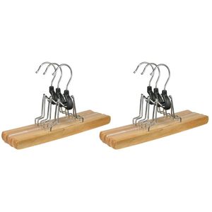 Set van 6x stuks houten broekhangers kledinghangers 24,5 cm