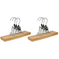 Set van 6x stuks houten broekhangers kledinghangers 24,5 cm