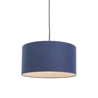 QAZQA Moderne hanglamp zwart met antiek blauwe kap 50 cm - Combi 1 - thumbnail