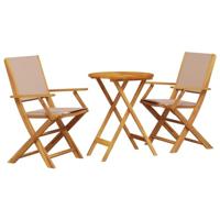 vidaXL 3-delige Bistroset stof en massief hout taupe, loungeset, loungeset tuin, loungeset buiten, tuinset, terrasset, tuinset lounge, tuin loungeset