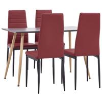 vidaXL 5-delige Eethoek kunstleer bordeauxrood