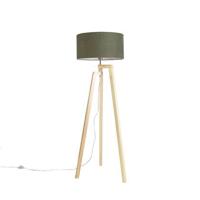 QAZQA Vloerlamp tripod hout met kap 50 cm groen - Puros - thumbnail