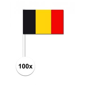 100x Belgie decoratie papieren zwaaivlaggetjes   -