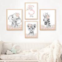 Poster - Olifant Leeuw Zebra / Gepersonaliseerd / Set van 4