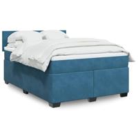 vidaXL Boxspring met matras fluweel blauw 140x190 cm, boxspring, ledikant, bedframe, bed, boxspring bed, bedbodem, seniorenbed, senioren bed