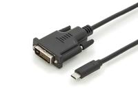 USB Type-C adapterkabel, Type-C naar DVI st/2.0m, 1080P@60Hz CE, sw, goud